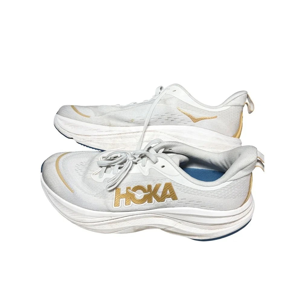 Hoka Skyflow Mens Running Shoes White Gold Frost 1155111 FTG Size 10 D